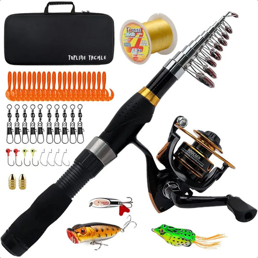 Collapsible Telescopic Fishing Rod and Reel Combo Portable Fishing Kit