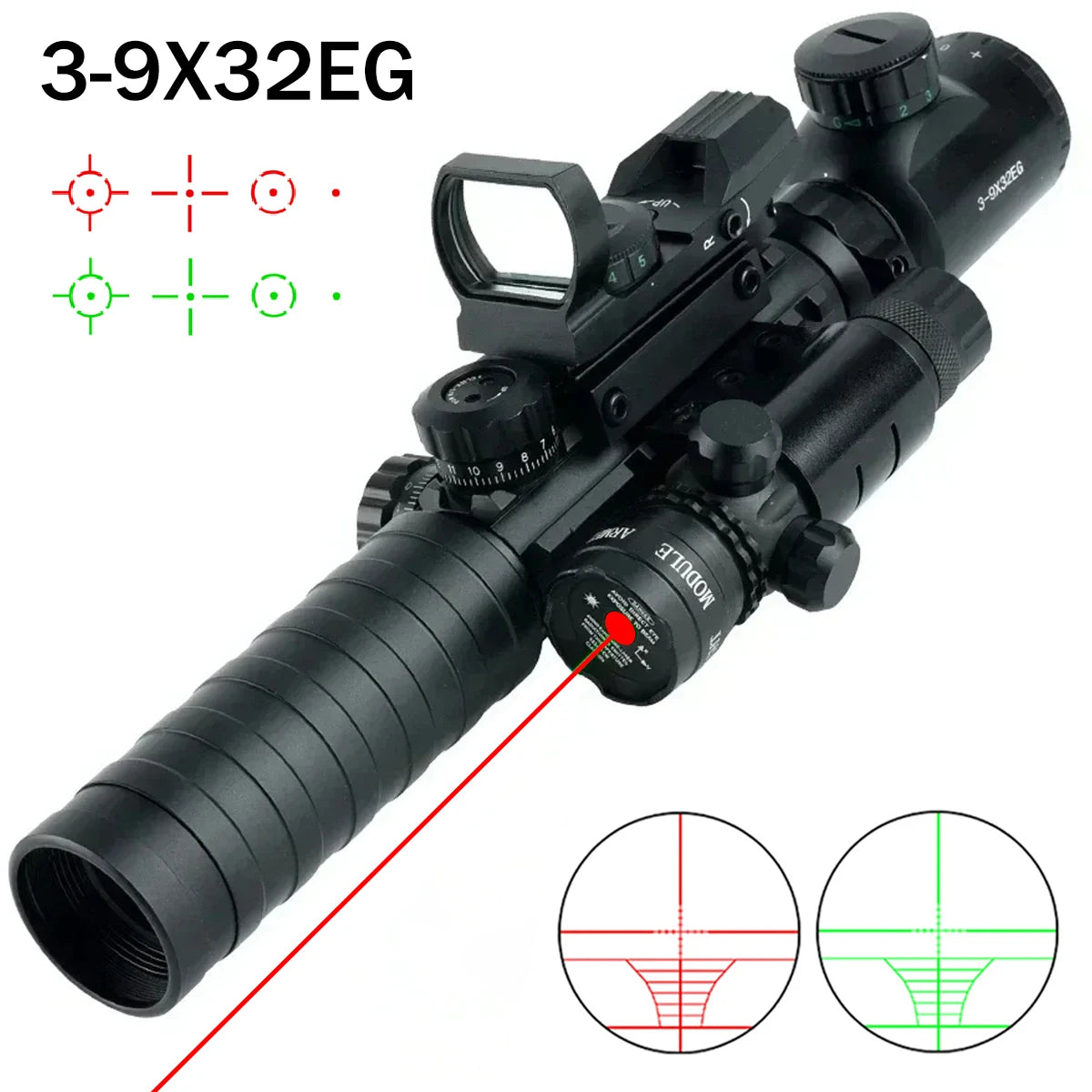 Riflescope Red Dot 3 In 1 With Illuminated Reticles