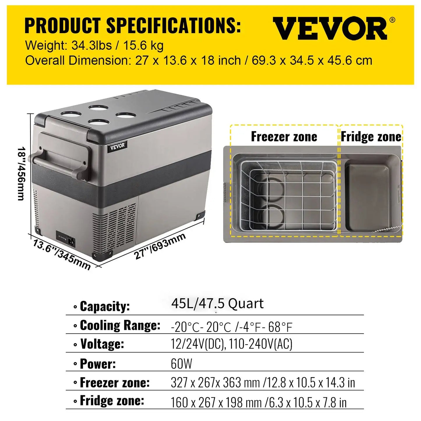 Portable Car Refrigerator with Efficient Cooling for Camping