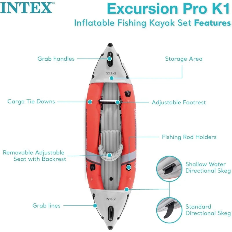 Intex Excursion Pro K1 Inflatable Kayak Set With Paddles