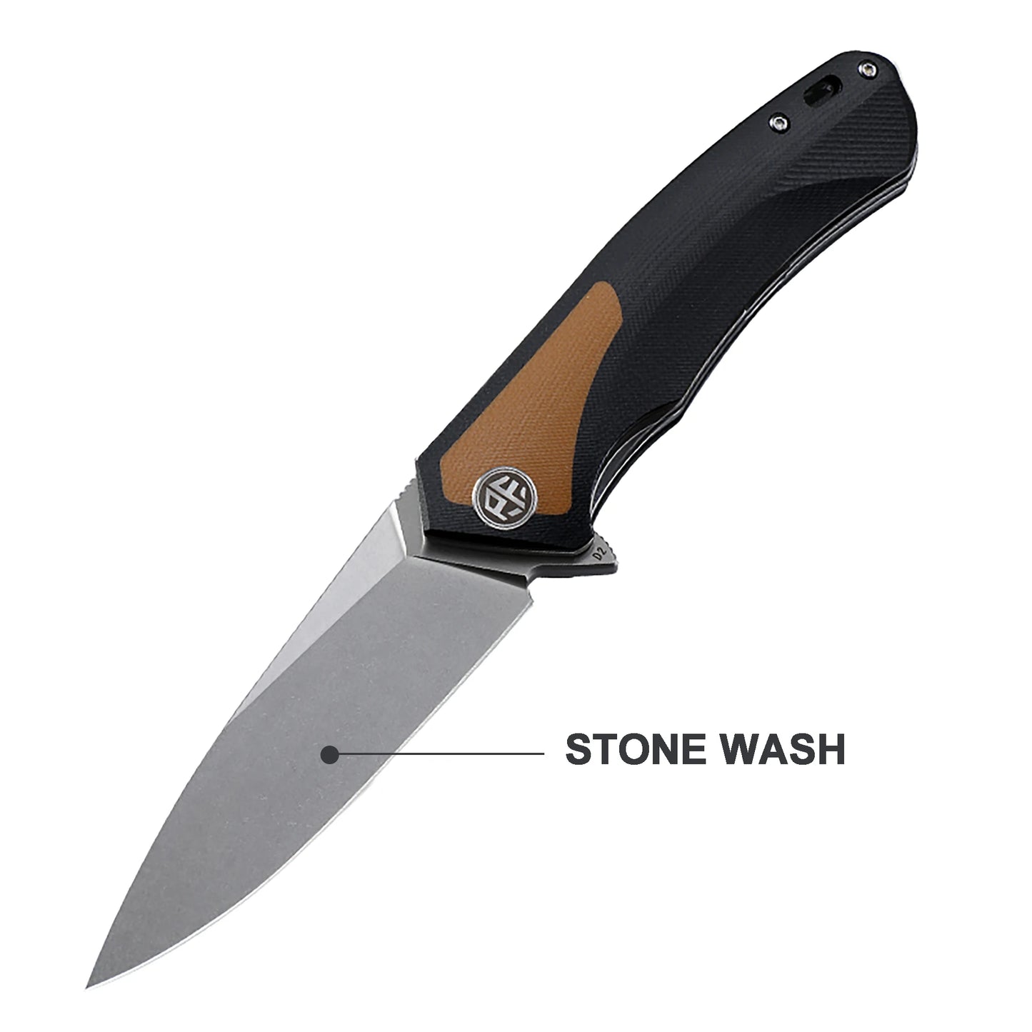Petrified Fish Folding Knife with D2 Steel Blade and Carbon Fiber Handle