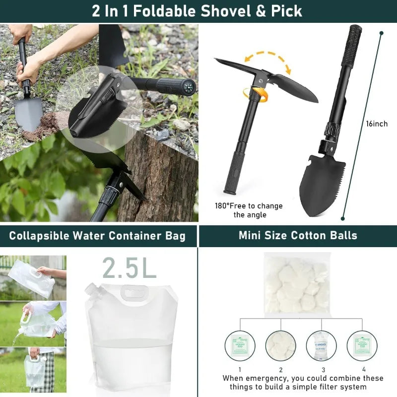 262 Piece Survival Gear Emergency Kit with First Aid and Axe