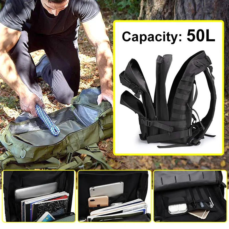 Tactical Travel Backpack 45L Waterproof Large Capacity Pack