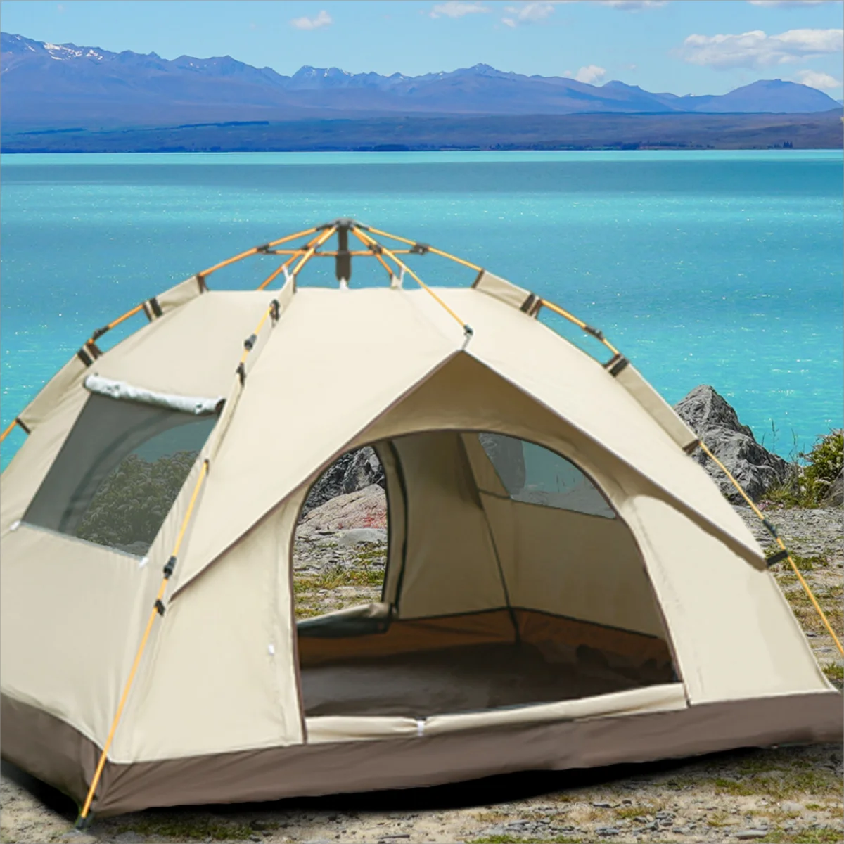Outdoor Sunshade Camping Tent with Quick Setup and Dual Entrances