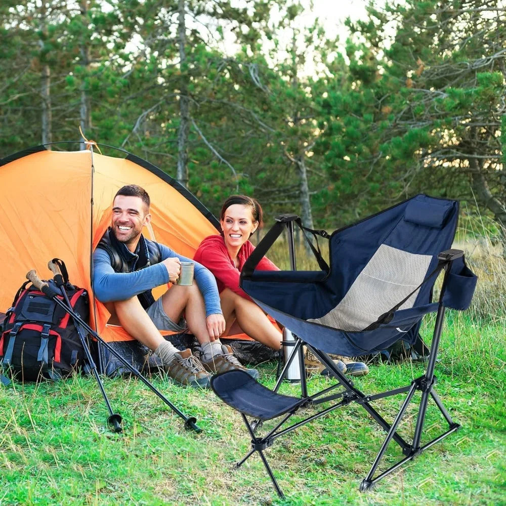 2-Pack Outdoor Hammock Chairs with Footrest and Pillow