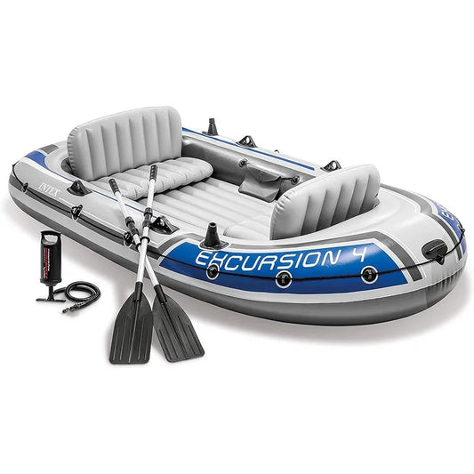 Intex Excursion Inflatable Boat Deluxe Oars And Pump Durable