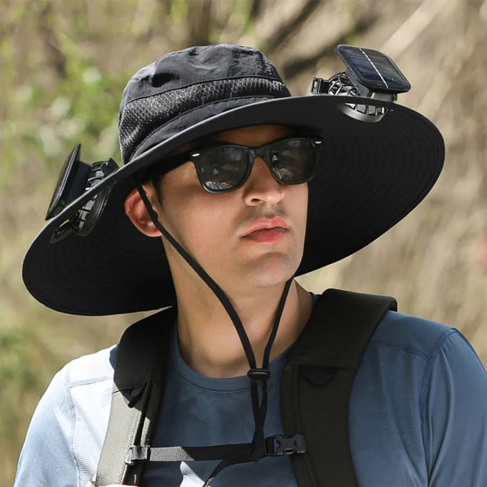Solar Powered Fan Hat With UV Protection And Breathable Brim