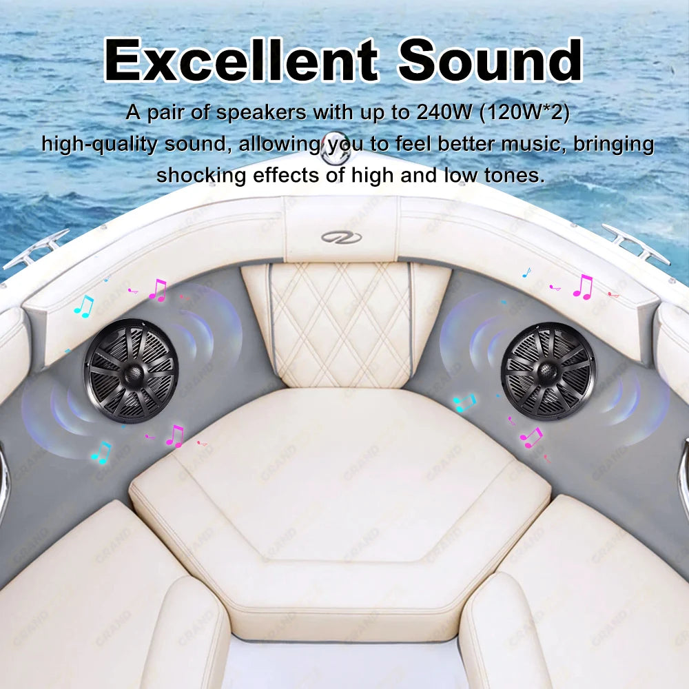 6.5 Inch Waterproof Marine Speakers for Boats and RVs