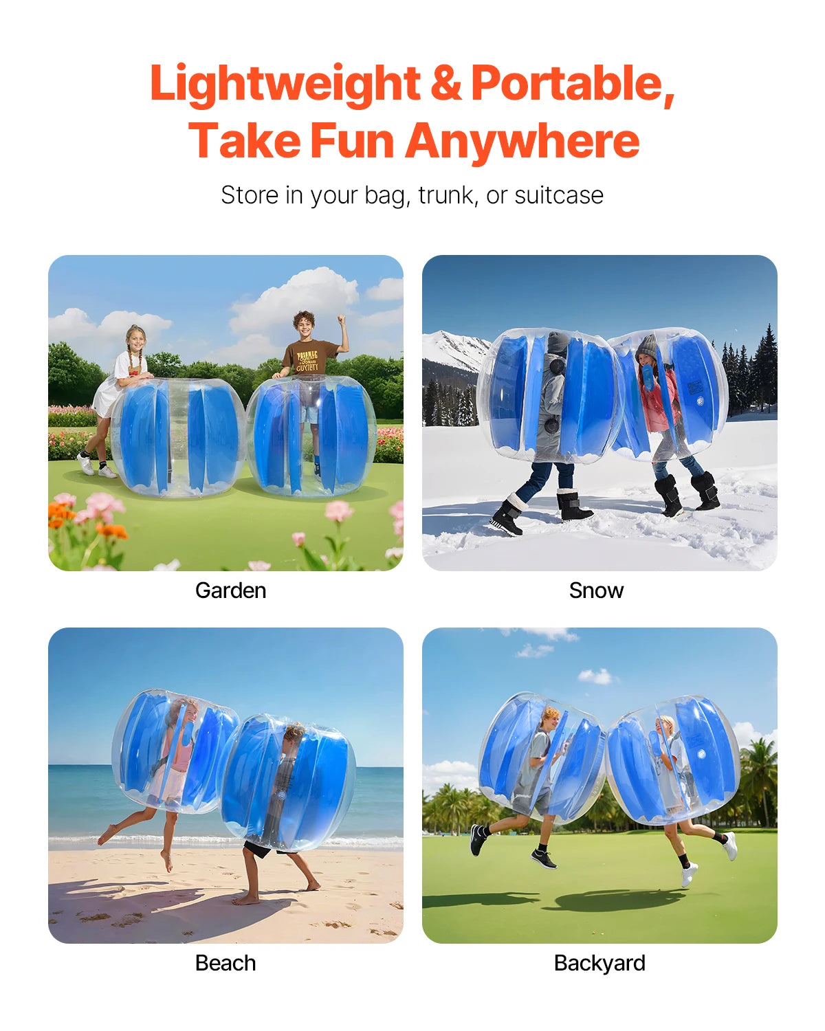 SucceBuy 1Pack 4FT Inflatable Bumper Balls Body Sumo Zorb Ball  PVC Human Hamster Bubble Knocker Bopper Toy for Garden Yard Park