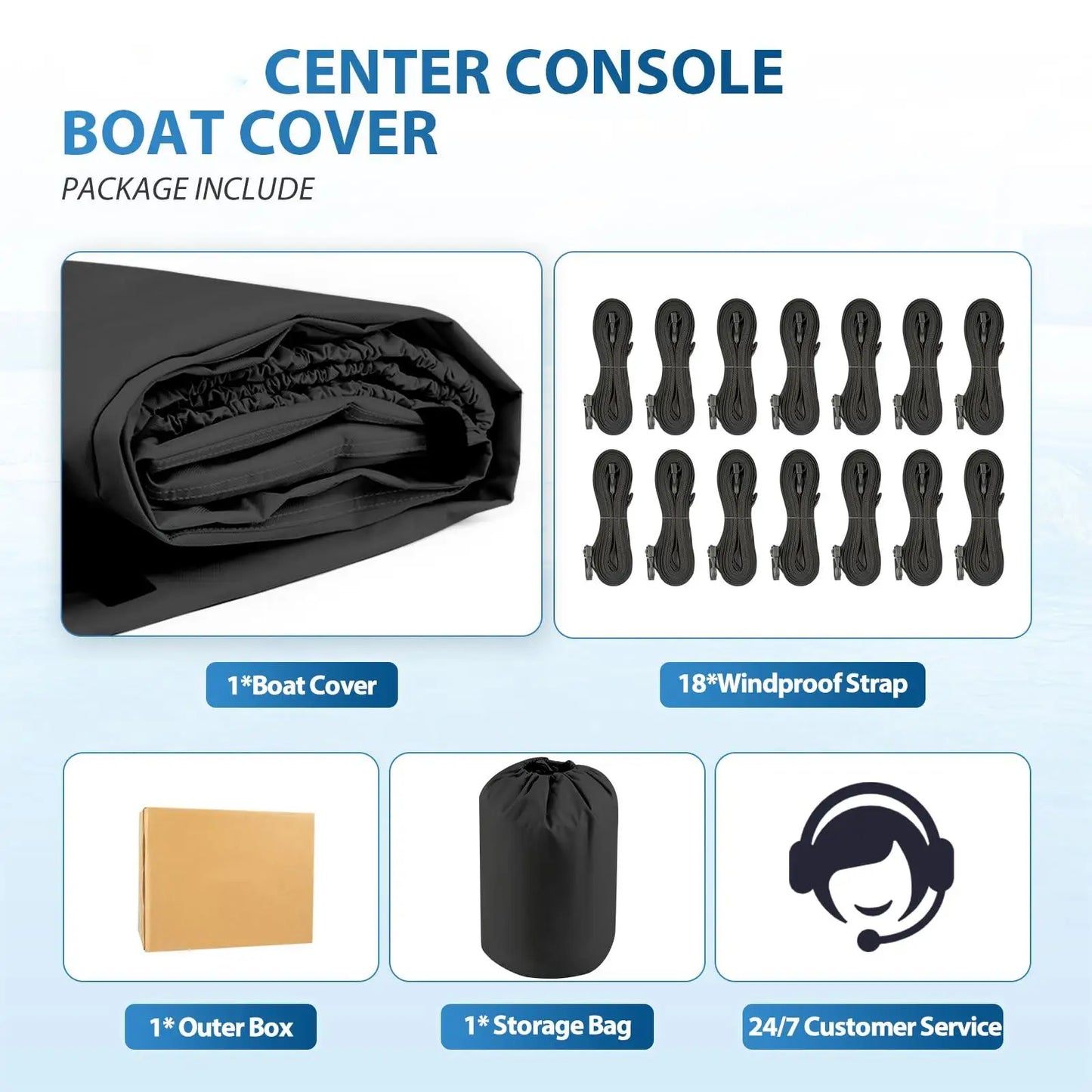 Heavy-Duty Oxford Cloth Boat Cover for Center Console Protection