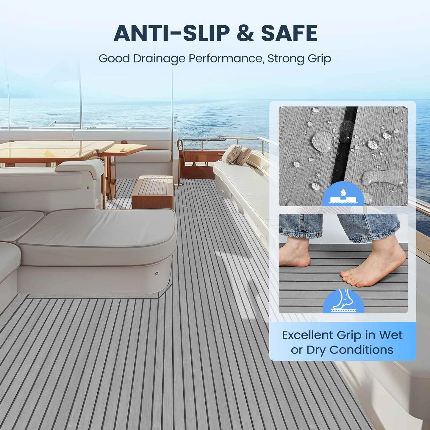 EVA Foam Faux Teak Boat Decking Mat for Non-Slip Flooring