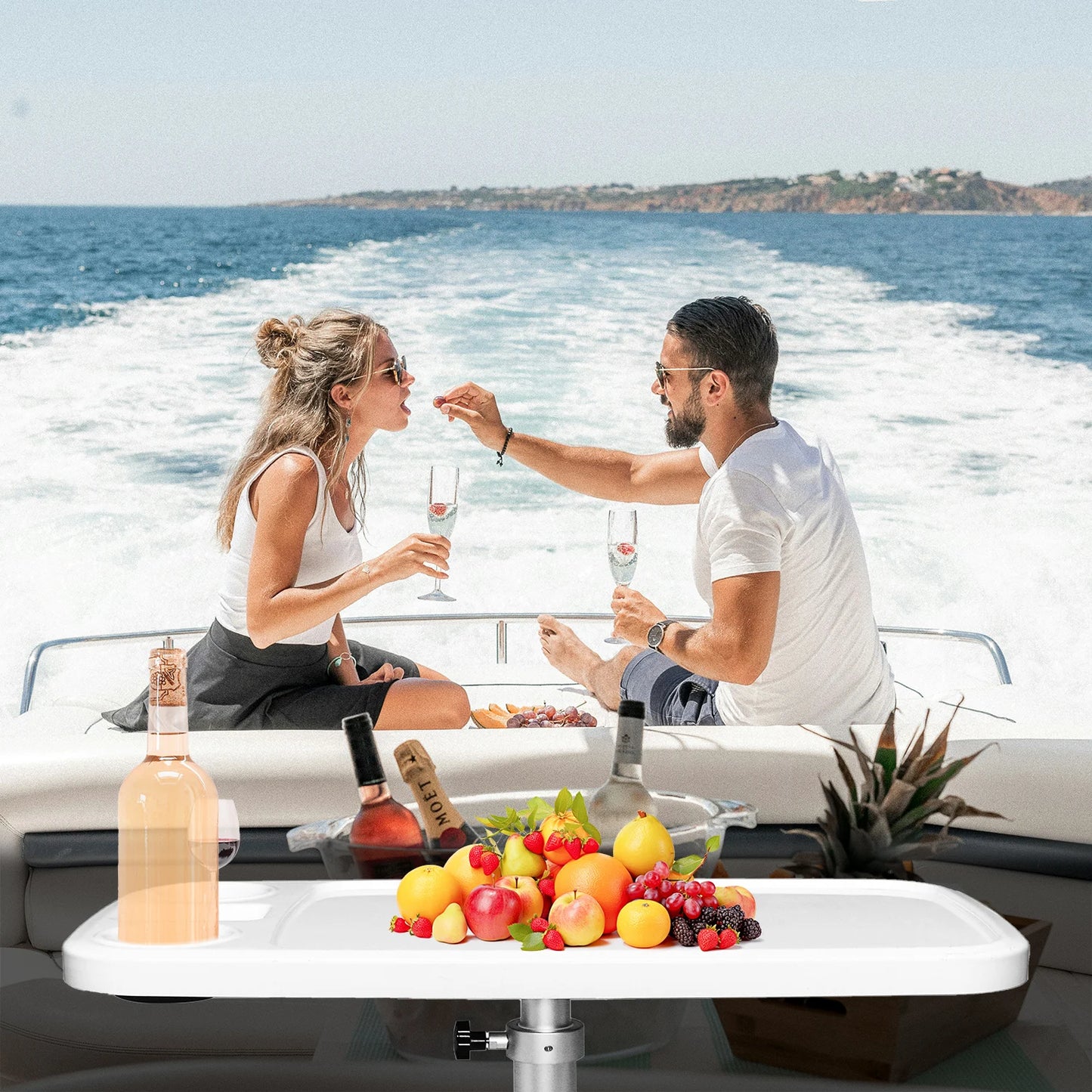 Durable Removable Pontoon Boat Table with Phone Holder