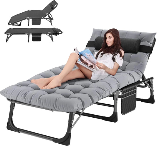 Heavy Duty Portable Chaise Lounge Chair for Outdoor Relaxation