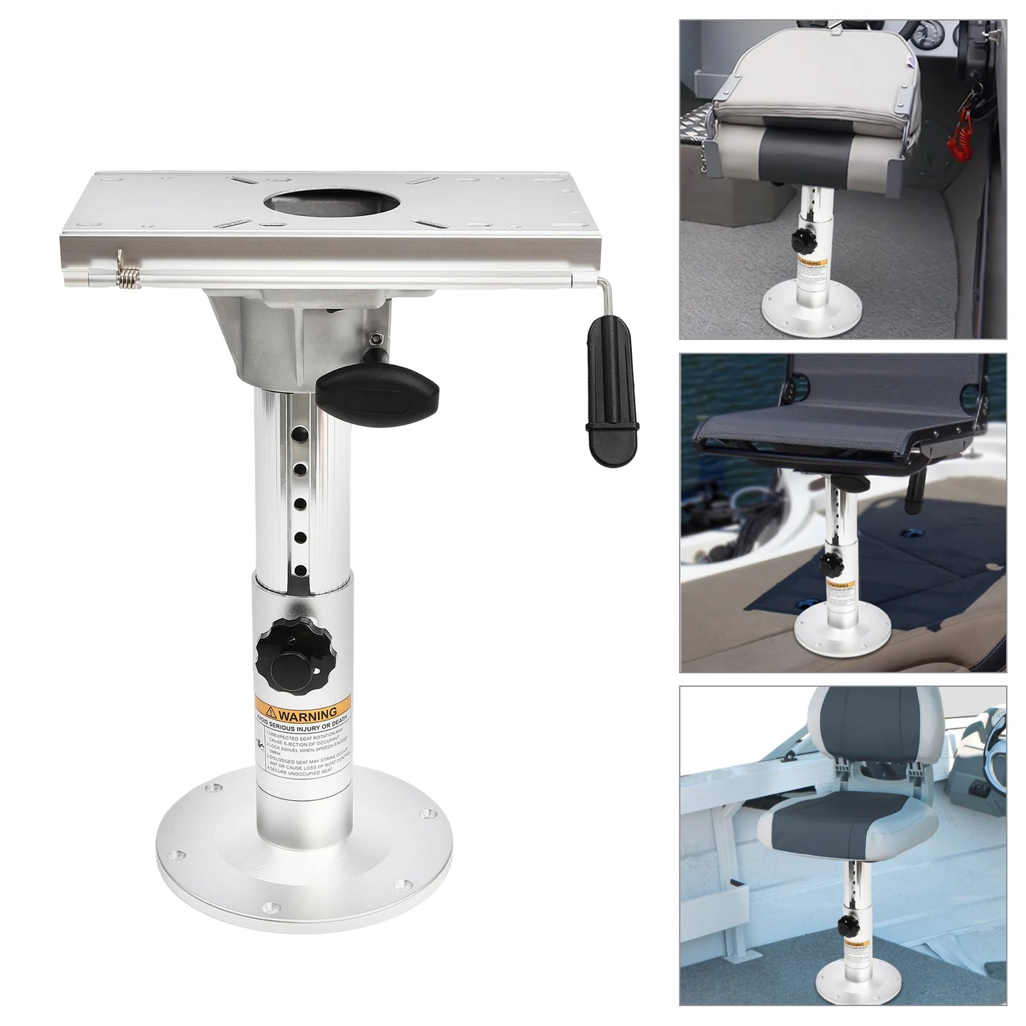 Adjustable Aluminum Boat Seat Pedestal with 360 Swivel and Slide