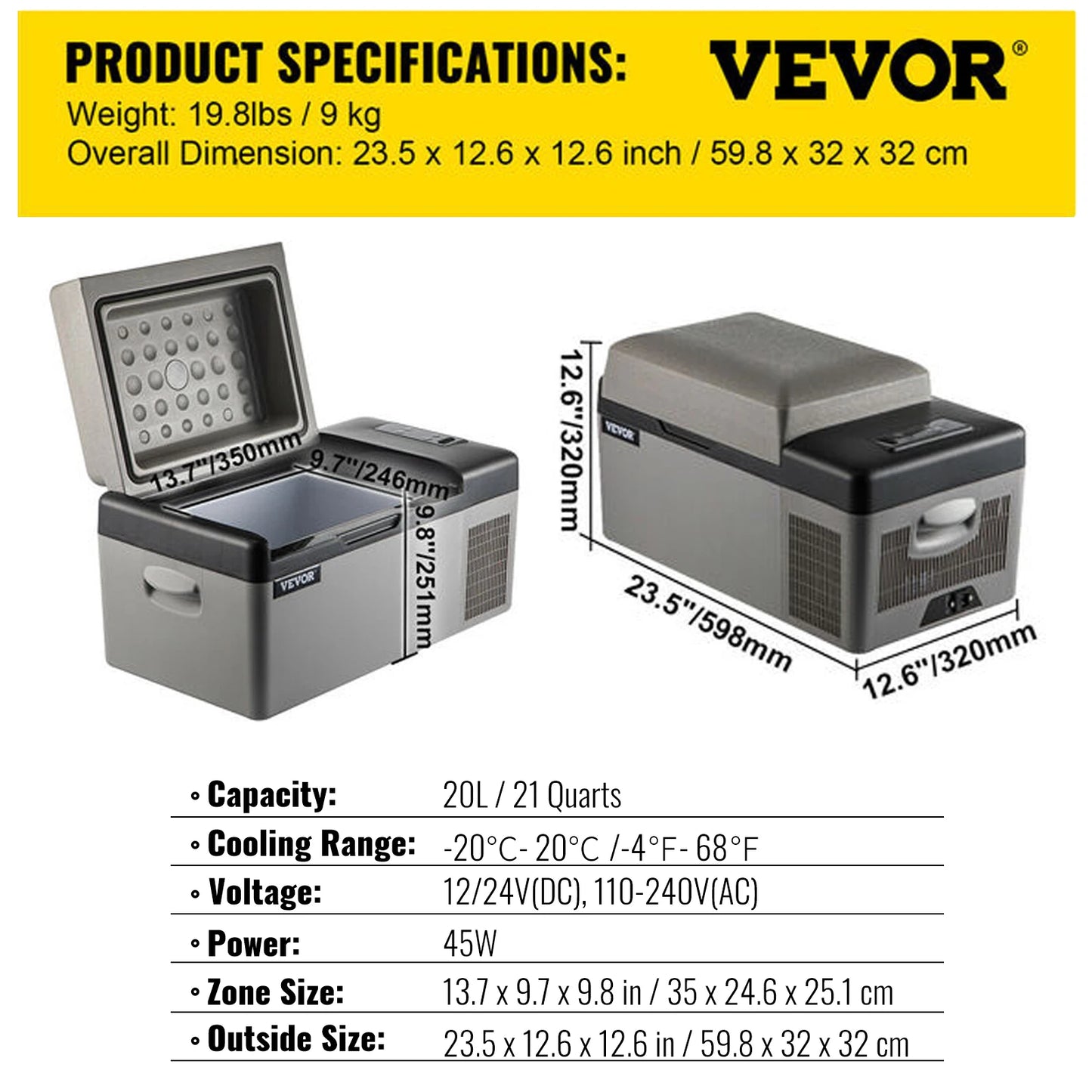Portable Car Refrigerator with Efficient Cooling for Camping