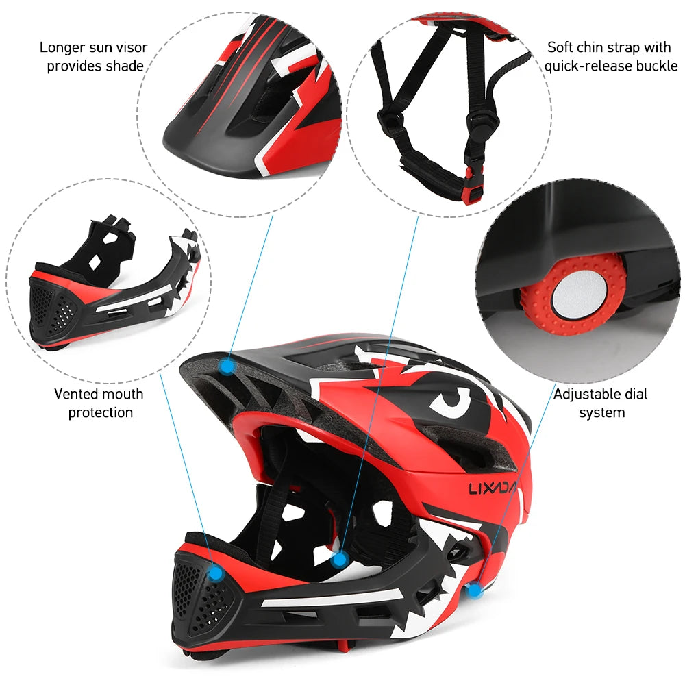 Kids Full Face Motorcycle Helmet With Detachable Shield