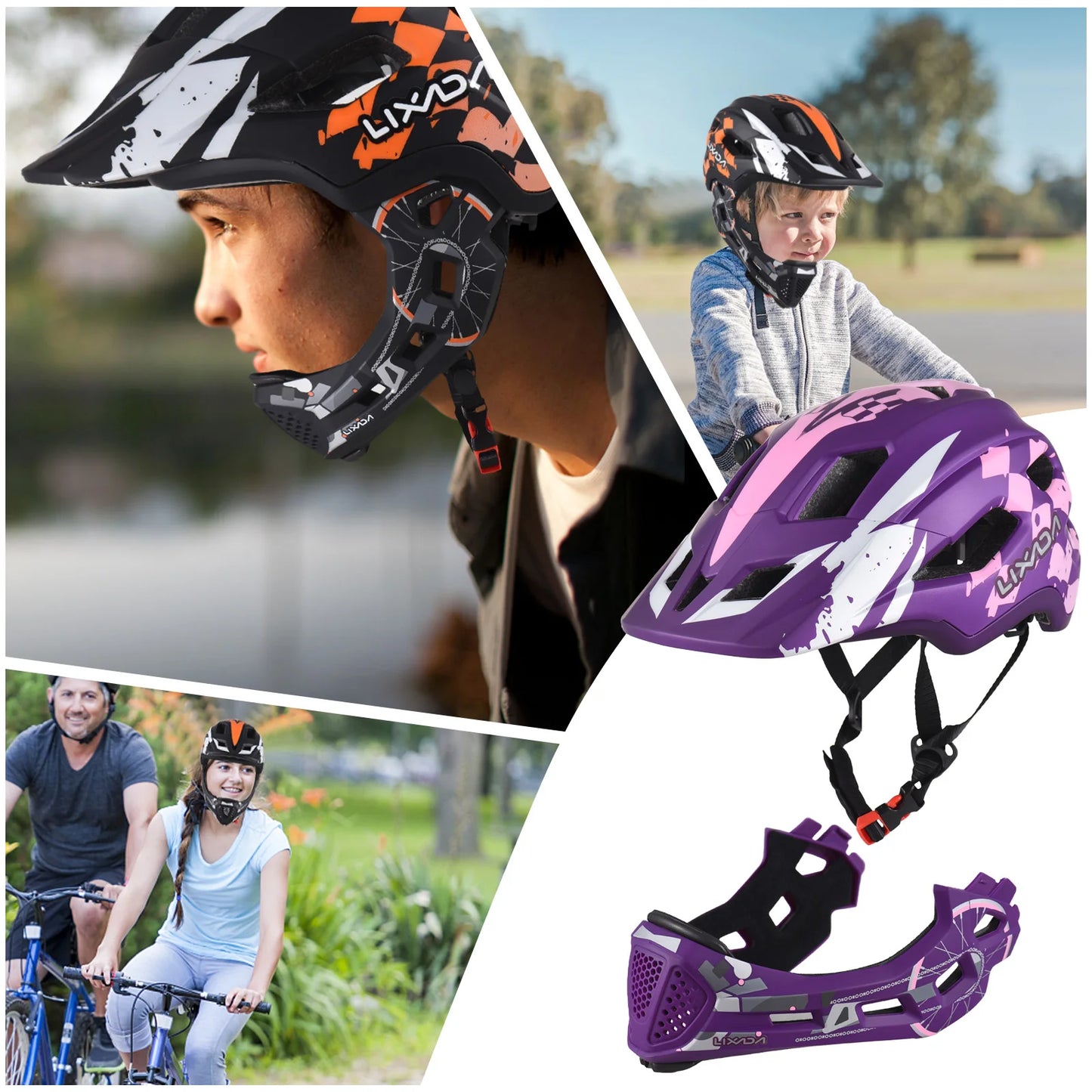 Kids Detachable Full Face Bike Helmet Adjustable Comfort