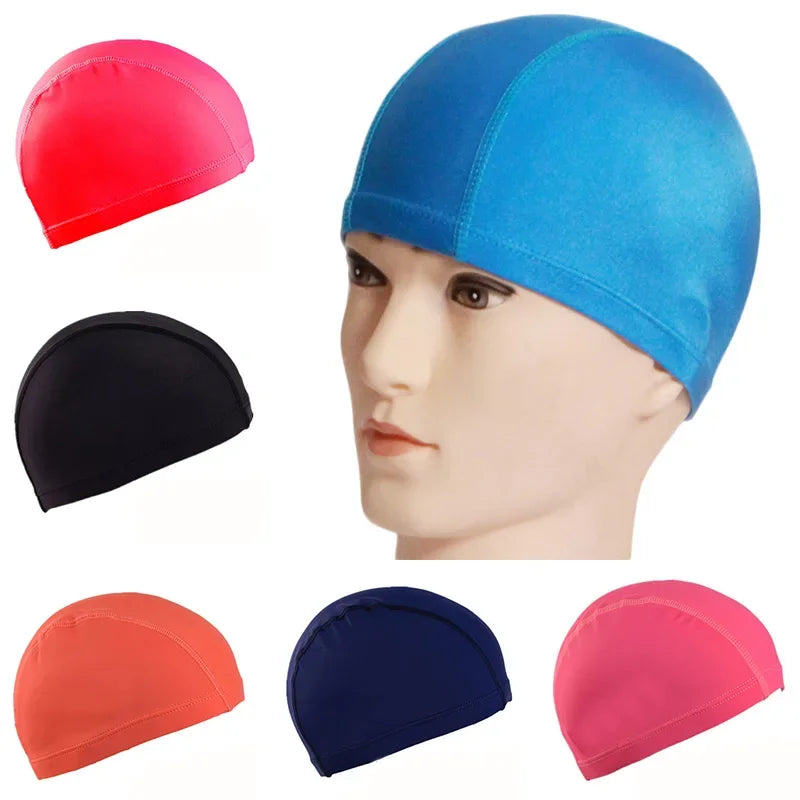 Ultra Thin Nylon Swimming Cap With Ear Protection Free Size