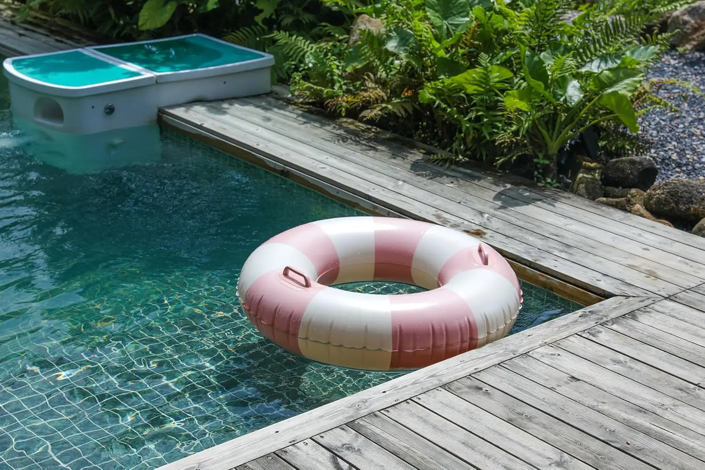Large 35 Inch Classic Striped Swim Ring for Kids and Adults