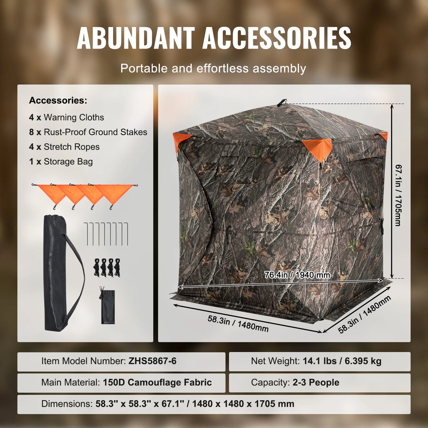 VEVOR 270 Degree See Through Ground Hunting Blind Pop Up