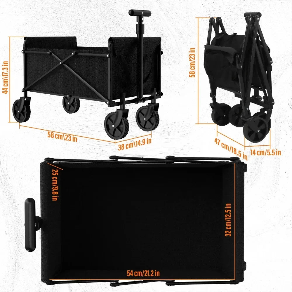 Portable Outdoor Camping Handcart with One-Hand Operation
