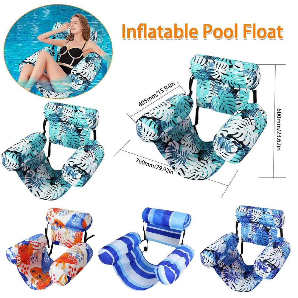 Inflatable Pool Float Lounger With Arm And Backrest