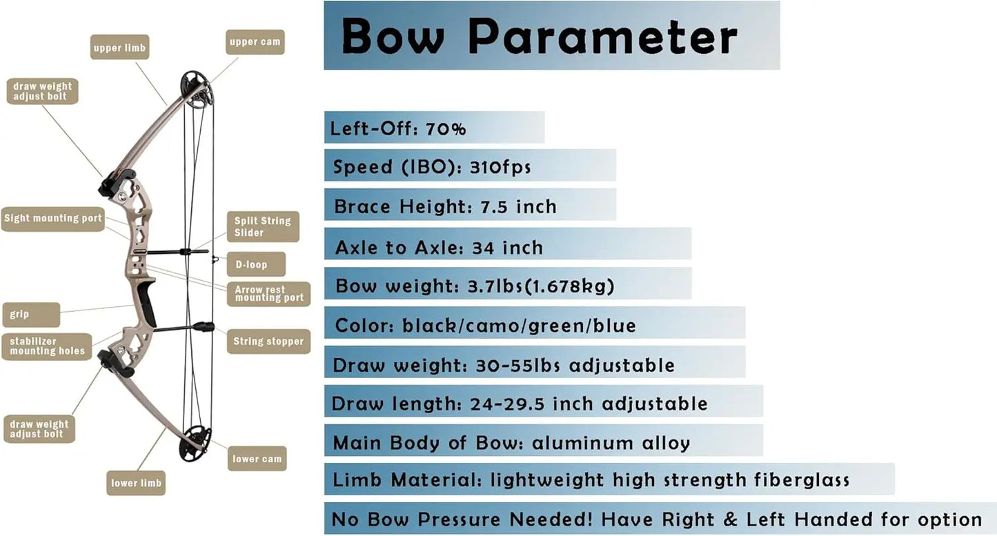 Adjustable Compound Bow Kit for Hunting and Target Shooting