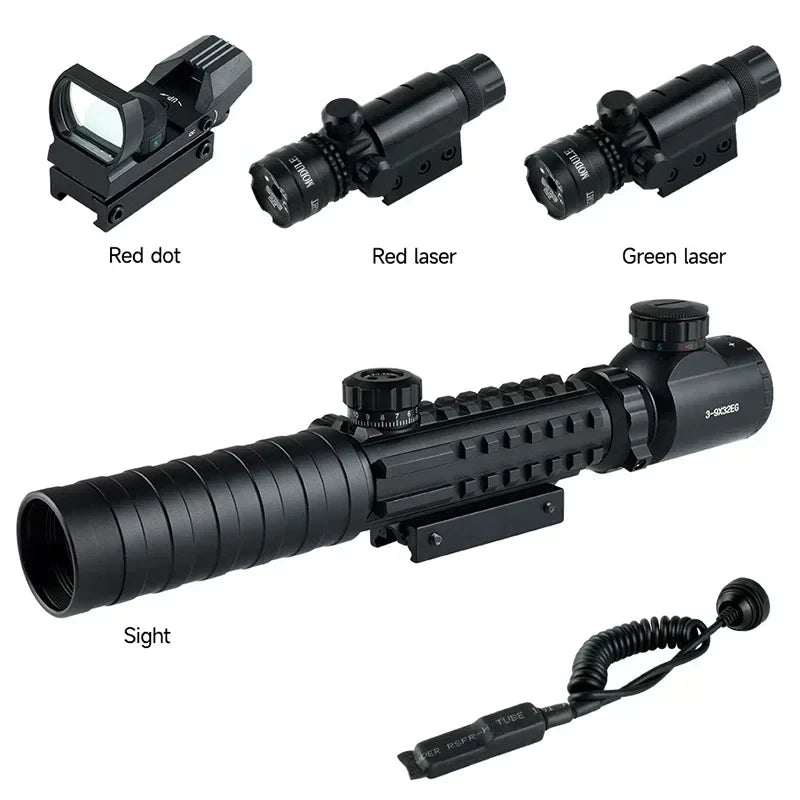 Riflescope Red Dot 3 In 1 With Illuminated Reticles