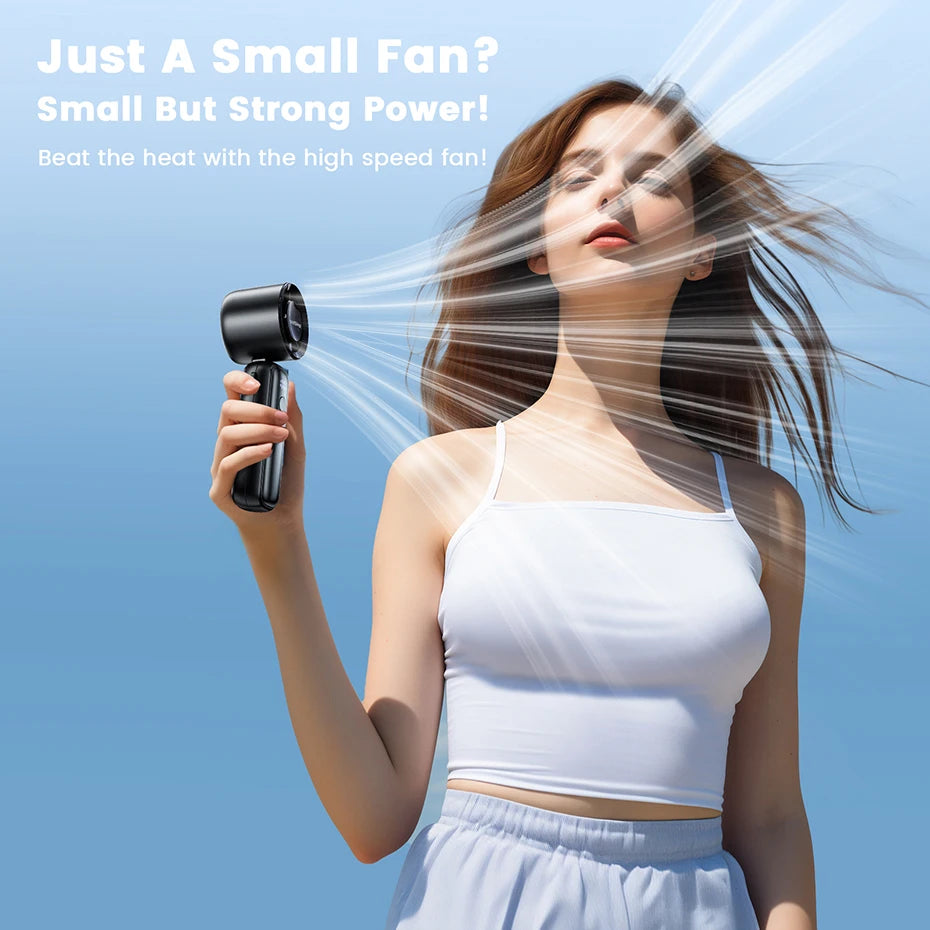 Portable Handheld Turbo Fan With 6 Speeds And Rechargeable Battery