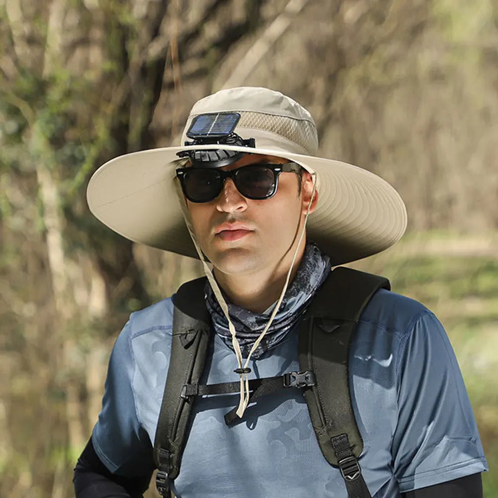 Solar Powered Fan Hat With UV Protection And Breathable Brim