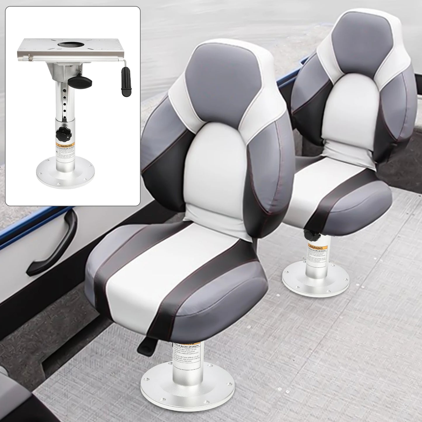 Adjustable Aluminum Boat Seat Pedestal with 360 Swivel and Slide