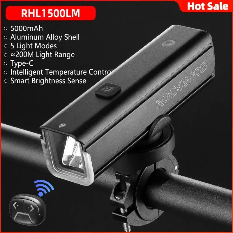 Rockbros 1500LM Rechargeable Bike Light IPX6 Aluminum LED