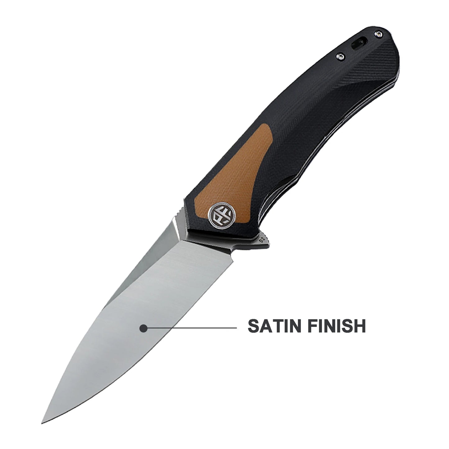 Petrified Fish Folding Knife with D2 Steel Blade and Carbon Fiber Handle