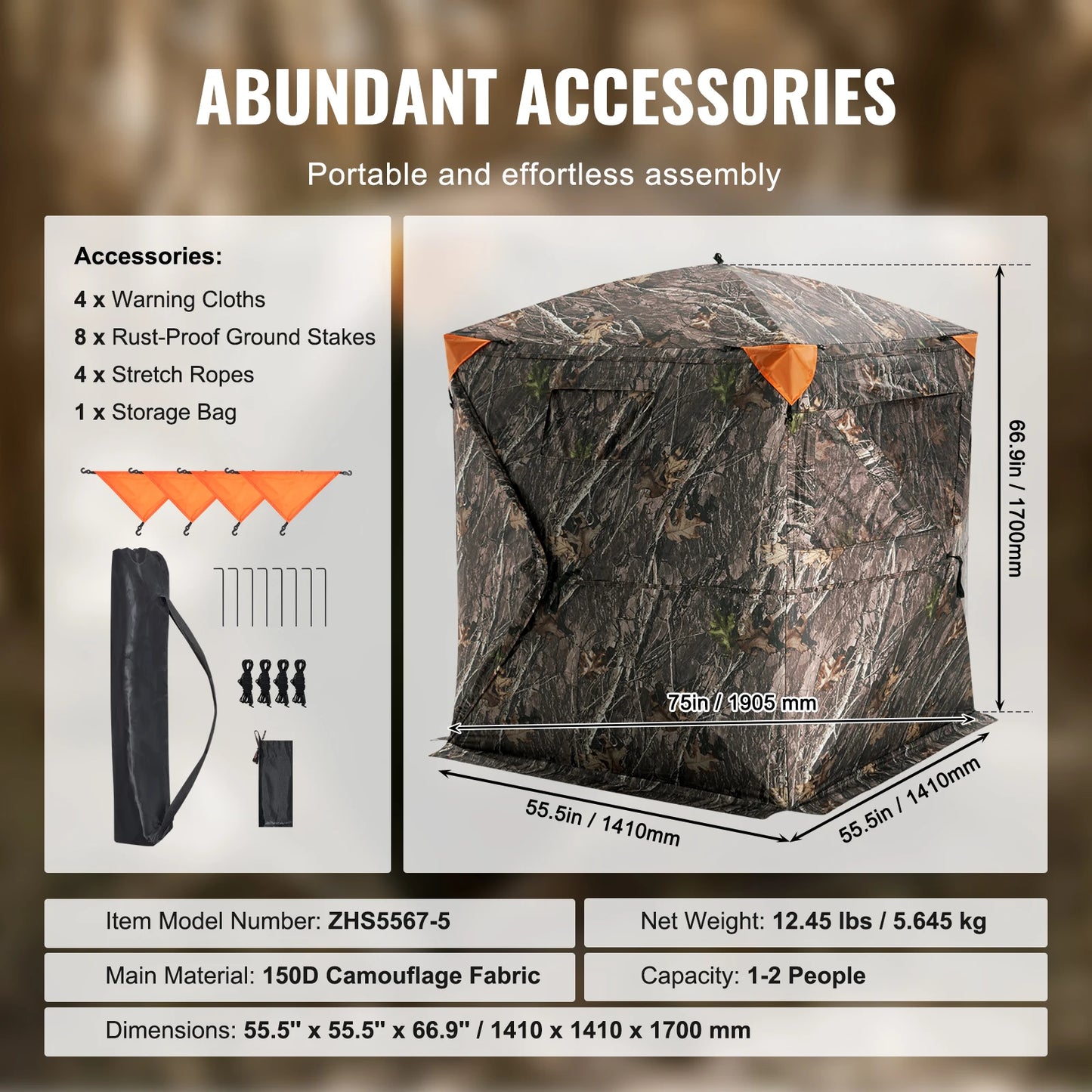VEVOR 270 Degree See Through Ground Hunting Blind Pop Up