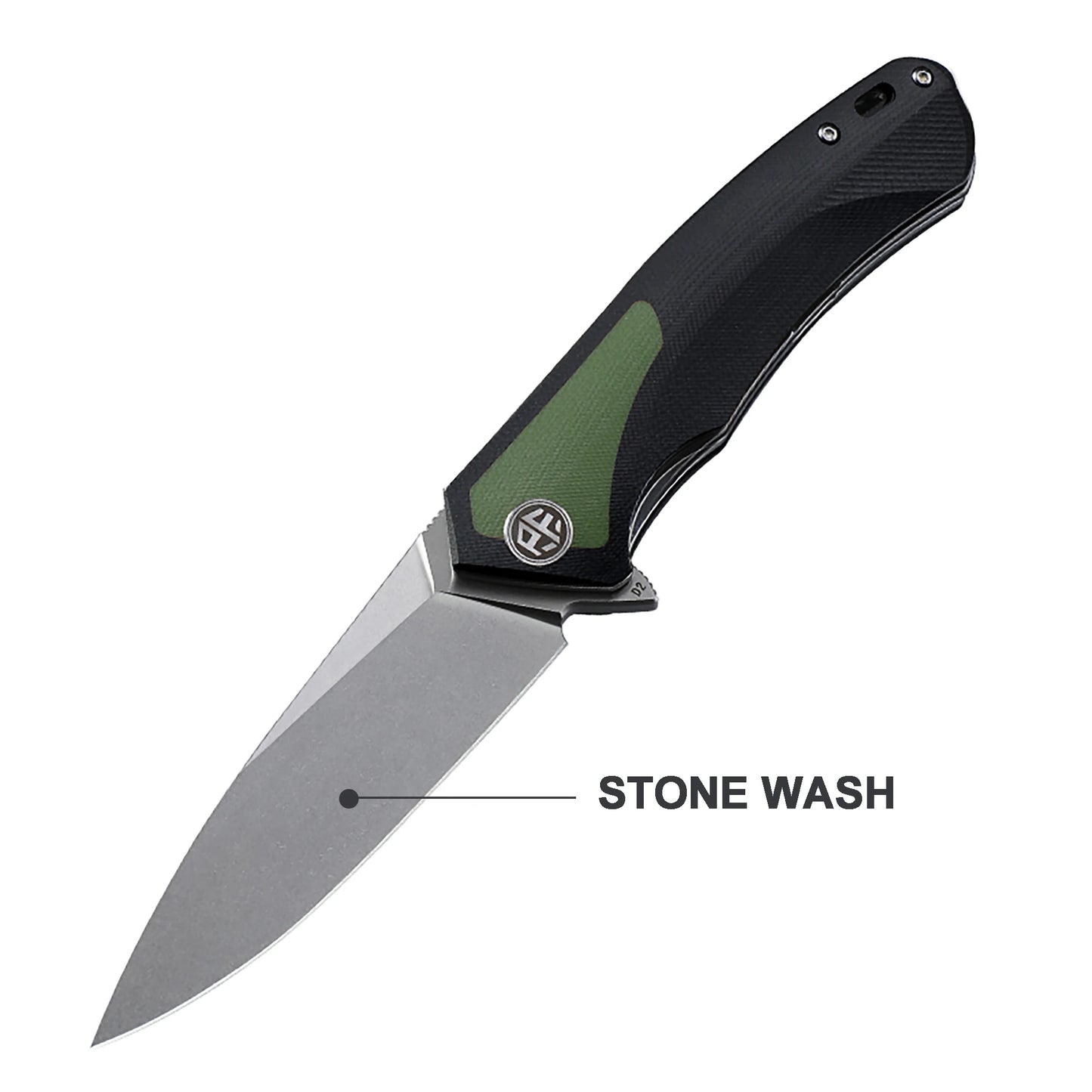 Petrified Fish Folding Knife with D2 Steel Blade and Carbon Fiber Handle
