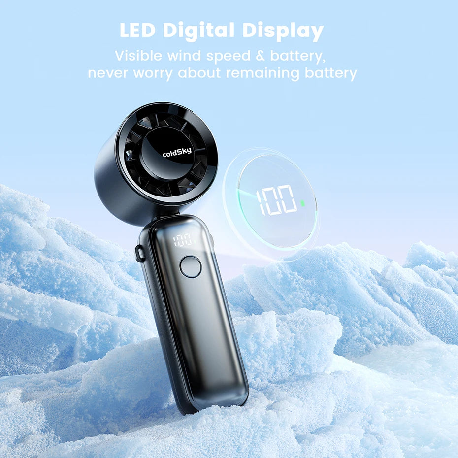 Portable Handheld Turbo Fan With 6 Speeds And Rechargeable Battery