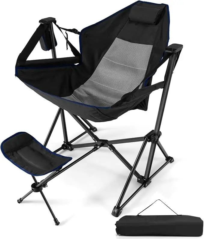 2-Pack Outdoor Hammock Chairs with Footrest and Pillow