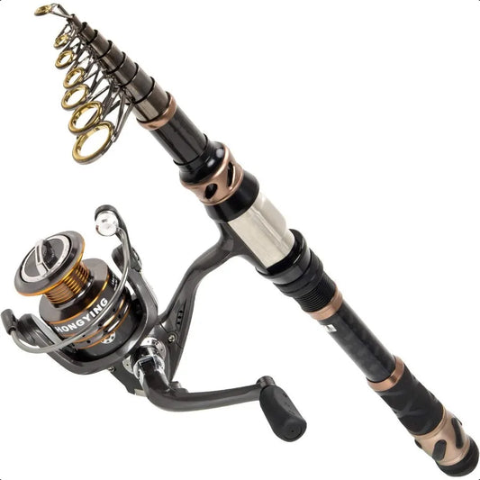 Plusinno Telescopic Fishing Rod and Reel Combo Lightweight and Durable