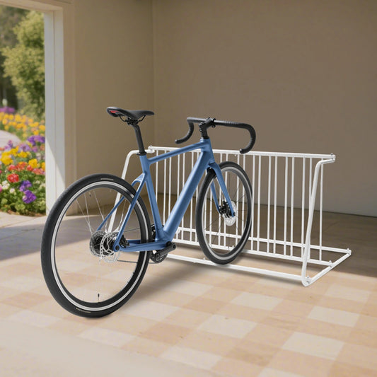 Bike Rack Stand/Dual Sided Bicycle Storage Stand White Rust-Proof for Cycling Activities Shopping Centers Bicycle Shops Schools