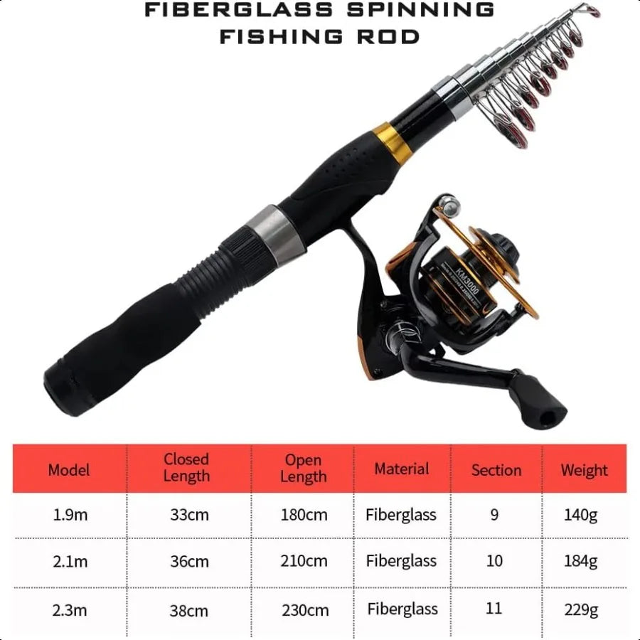 Collapsible Telescopic Fishing Rod and Reel Combo Portable Fishing Kit