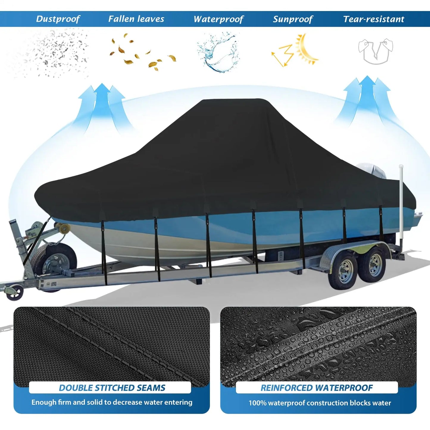 Heavy-Duty Oxford Cloth Boat Cover for Center Console Protection