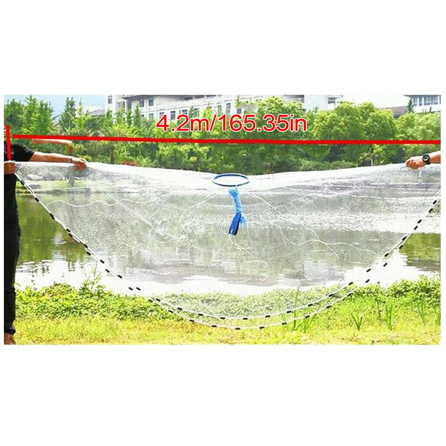 Durable 14ft Hand Cast Fishing Net With Dense Mesh