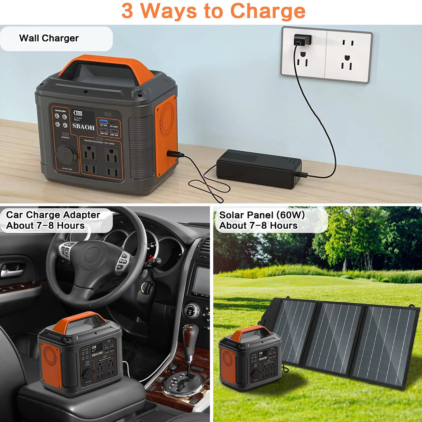 Portable Power Station 300W Quick Charge Solar Generator