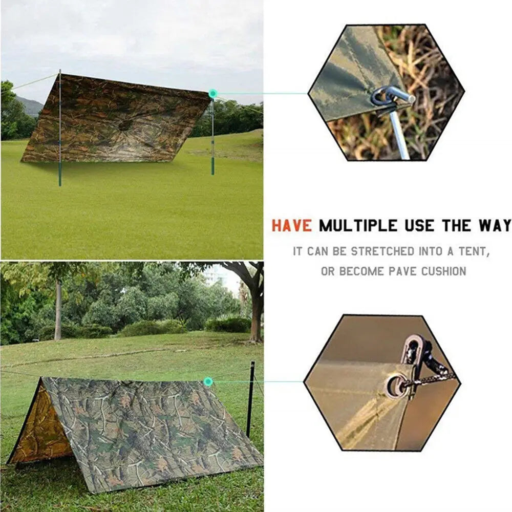 Tactical Waterproof Rain Poncho for Camping and Hiking
