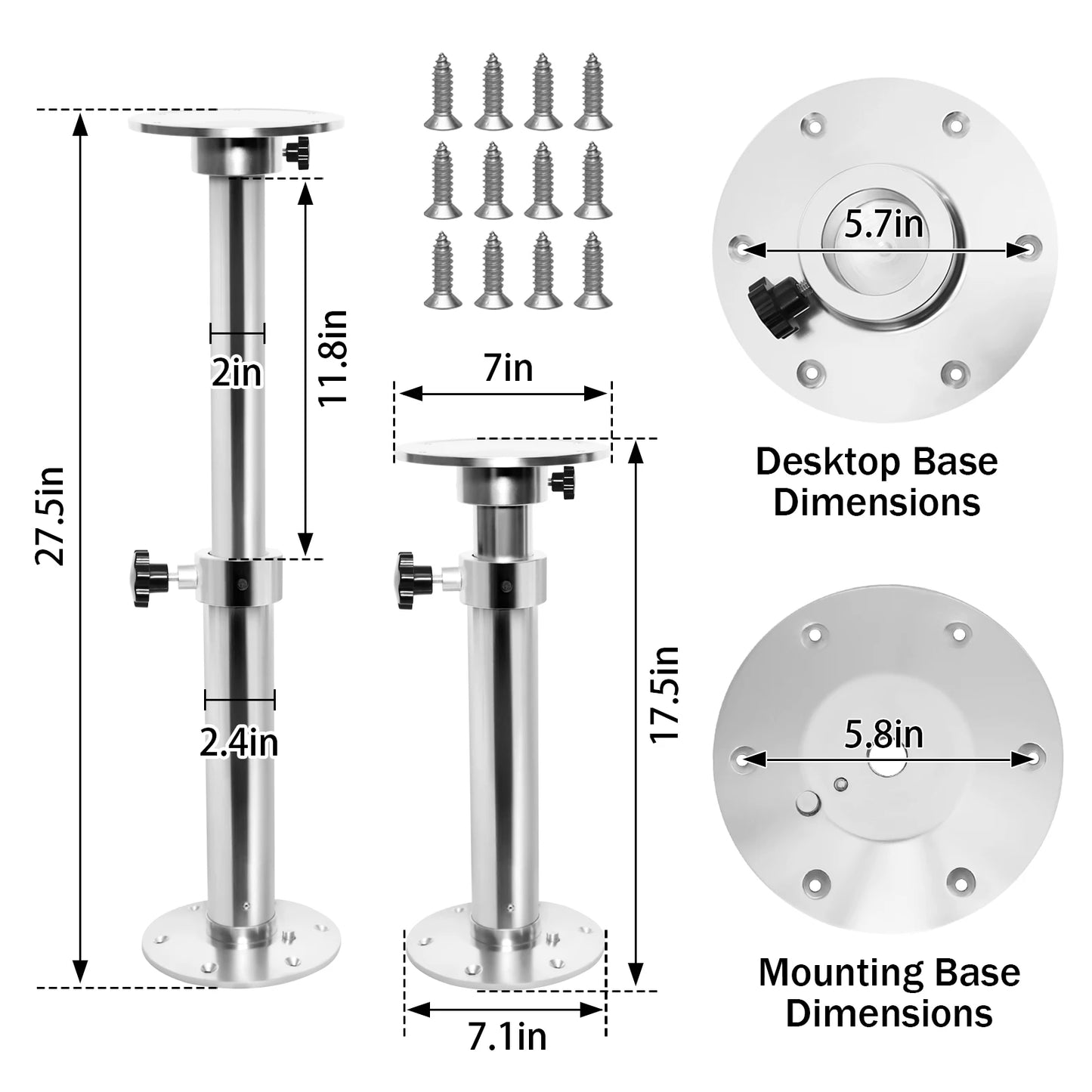 Adjustable Aluminum Table Base Kit for RV Stability