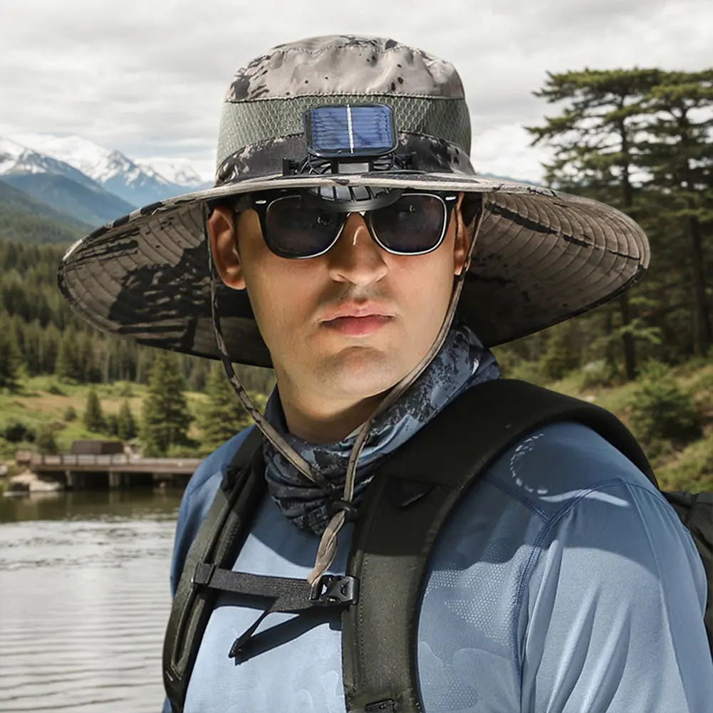 Solar Powered Fan Hat With UV Protection And Breathable Brim
