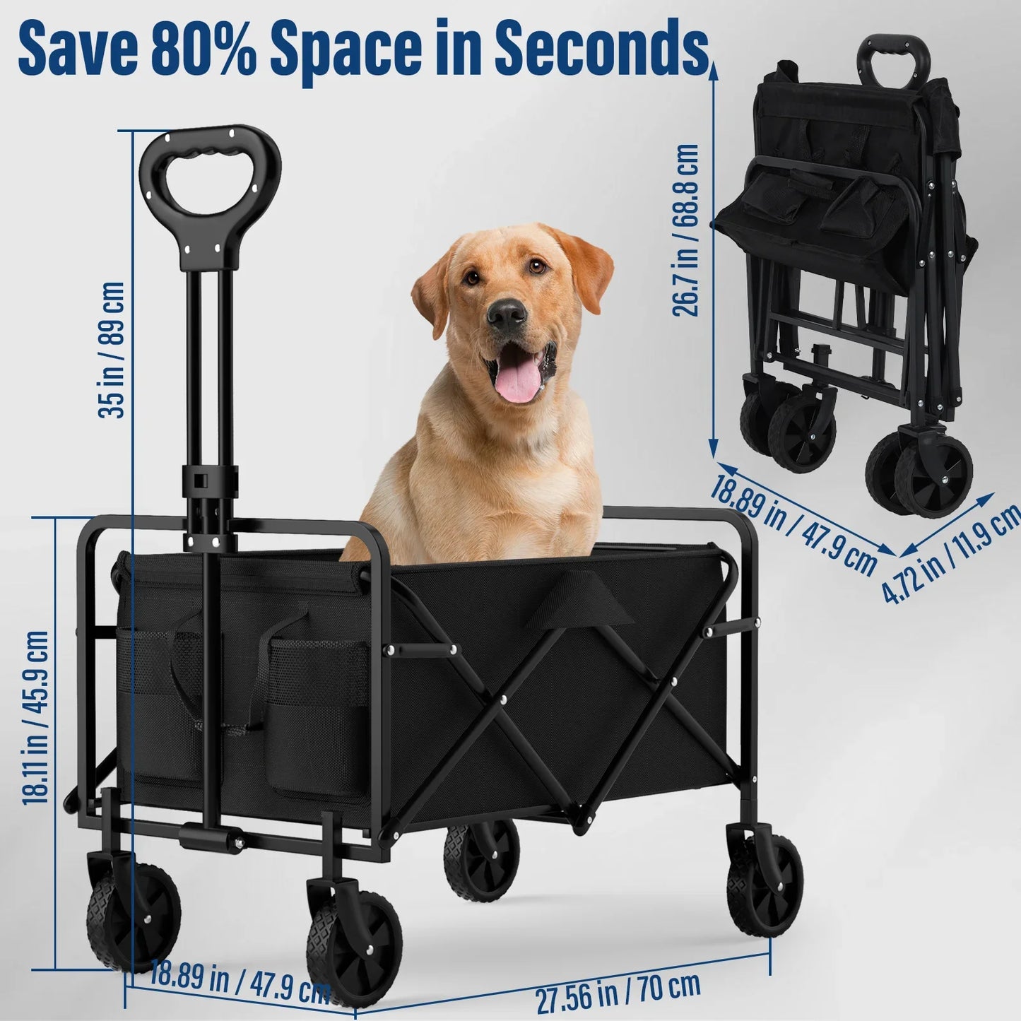 Portable Outdoor Camping Handcart with One-Hand Operation