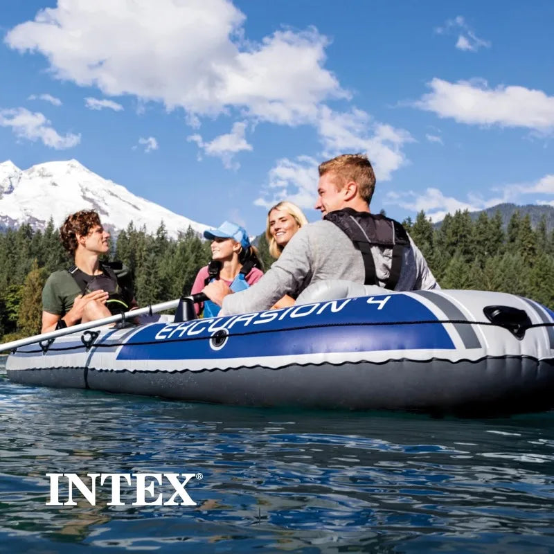 Intex Excursion Inflatable Boat Deluxe Oars And Pump Durable