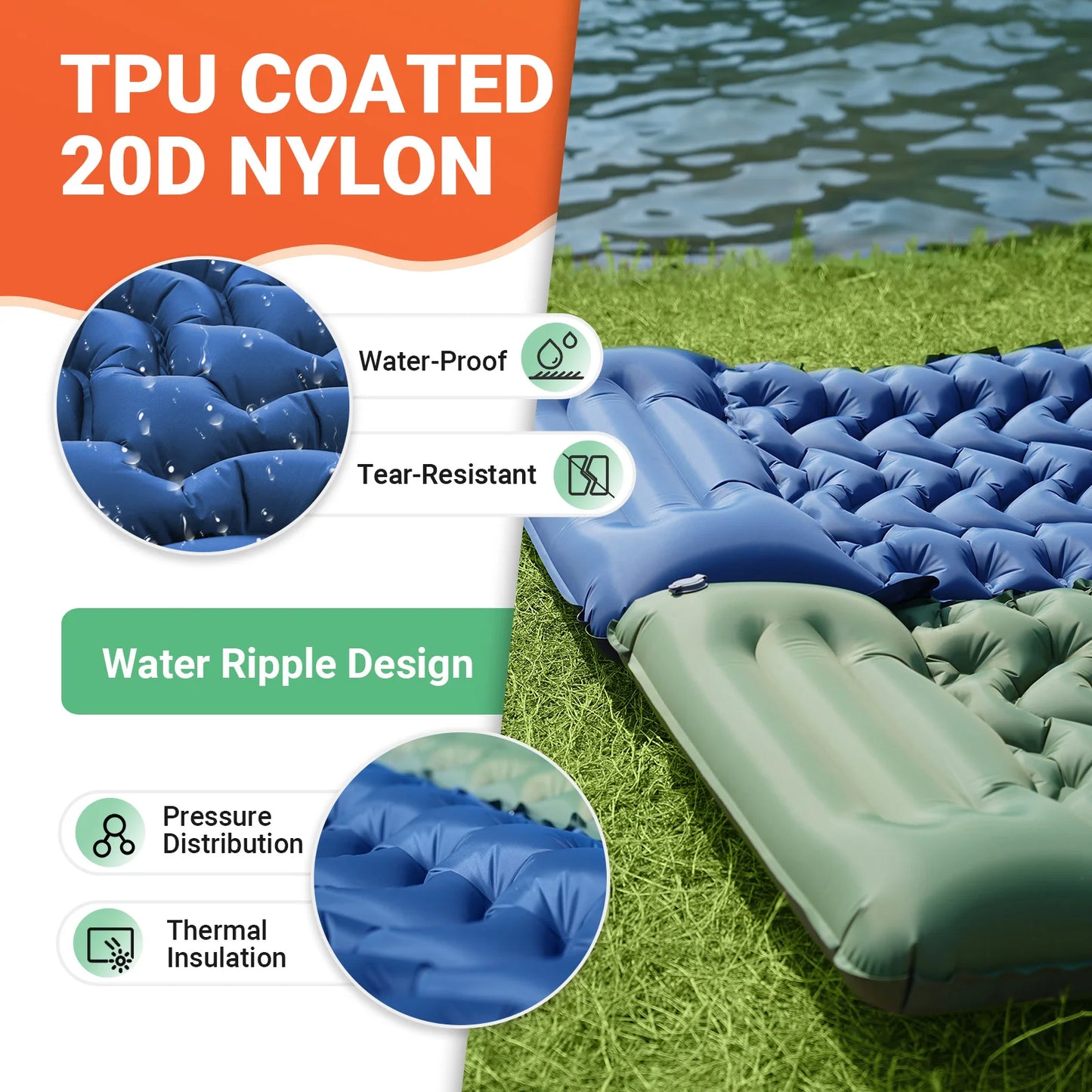 KingCamp Self Inflating Sleeping Pad With Built-In Foot Pump