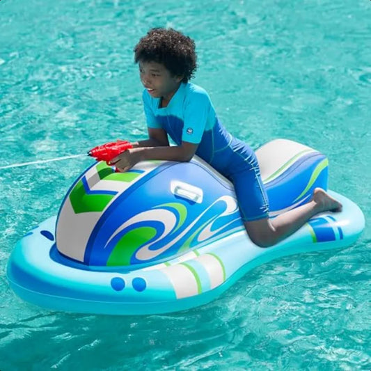 Inflatable Jet Ski Pool Float with Water Gun for Summer Fun